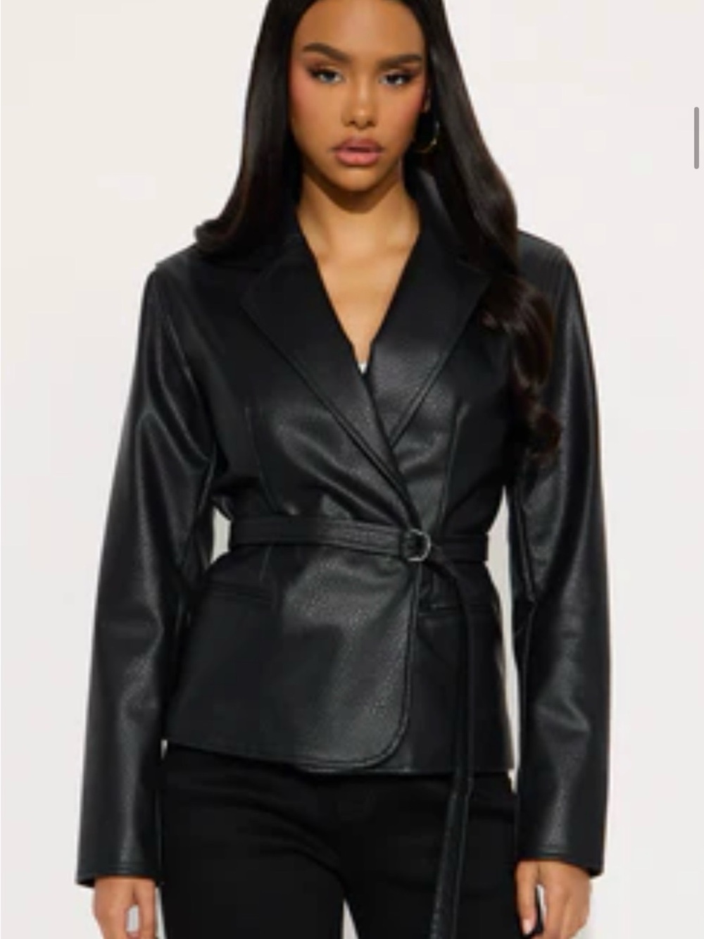 Fashion Nova Black Faux Leather Blazer Jacket